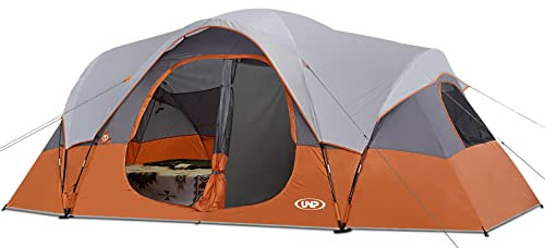 UNP Campingzelt für 10 Personen, Familienzelte, Partys, Musik-Festivalzelt, groß, einfach aufzubauen, 5 große Netzfenster, doppellagig, 2 Zimmer, wasserdicht, wetterfest, 5,5 m x 2,7 m x 78 Zoll