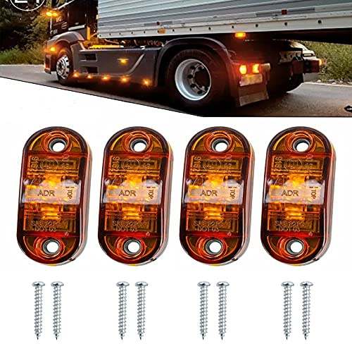 Ready 4 Stück wasserdichte LED-Seitenmarkierungsleuchten für Anhänger, Van, Wohnwagen, LKW, Boot 12 V/24 V (gelb)