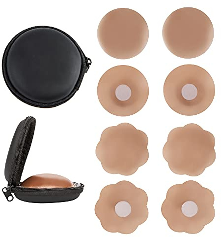 XJSGS Nipple Covers,Reusable Adhesive Nipple Pasties Invisible,Seamless for Party Dresses, Wedding, Daily Wear Comfortable, Waterproof Bra Alternative