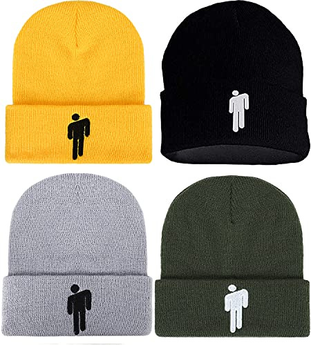 JFAN Varm stickad mössa för damer hatt vinter termisk ullhatt med broderingsmönster unisex skidmössa för utomhus en storlek svart, 4 stycken-1, one size