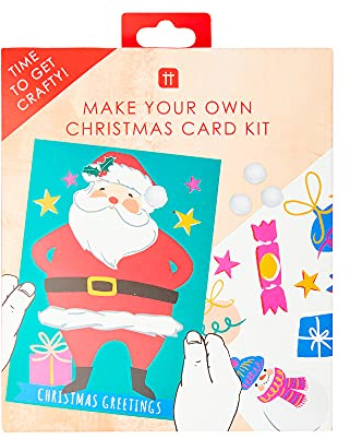 Talking Tables Bastelset für Kinder, Weihnachtskarten, 12 Stück, enthält Umschläge, Aufkleber und Dekorationen, Kunstbedarf für Kinder, lustige Aktivitäten, kreatives Weihnachtsgeschenk