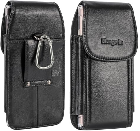 Hengwin Leder Handy Holster Fall Taille Gürtel Tasche für iPhone 17 Pro Max iPhone 16 15 14Plus 16 15 14 13 12 11 Pro Max/Samsung Galaxy S25 S24 S23 Ultra S25+ A06 F06 5G A72 A54 A13 Handys (schwarz)