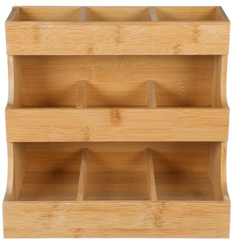 Zerodeko Wooden Tea Bag and Sugar Packet Storage Rack Creative Organizer for Coffee and Tea Bags Elegant Display for Office and Home Use Functional and Simple Design