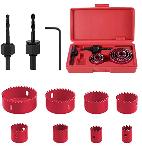 HSEAMALL 11 Stück Lochsägen Set 19mm-64mm Lochkreissäge Lochbohrer set,Lochsäge Holz Metall Dosenbohrer Hole Saw Set Karbonstahl-Downlights Bohrkrone