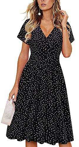VOTEPRETTY Women's Short Sleeve V Neck Wrap Summer Dress Casual Floral Beach Sundress with Pockets(Floral07,XXL)