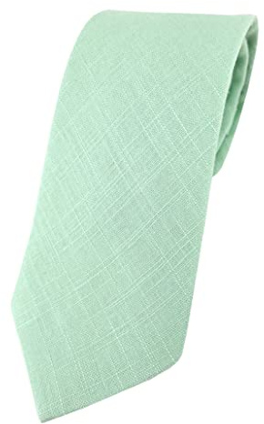 TigerTie Designer Krawatte in mint Uni - 100% Leinen - Krawattenbreite 7,5 cm
