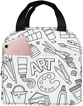 Ahdyr Malen Handwerk Symbole wiederverwendbare Lunch-Taschen für Teenager Isolierte Picknick-Tasche Isolierte Lunch-Tasche für Picknick-Reisen im Büro