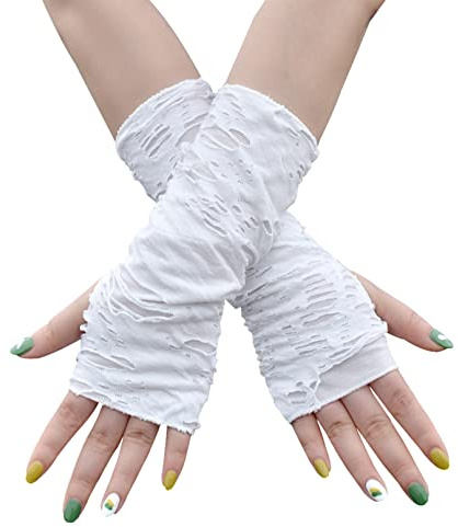 1 Paar Halloween Fingerlose Handschuhe,Gothic Punk Handschuhe,Halloween Dekoration Bettlerhandschuhe,Zerrissene Handschuhe für Cosplay Kostüm
