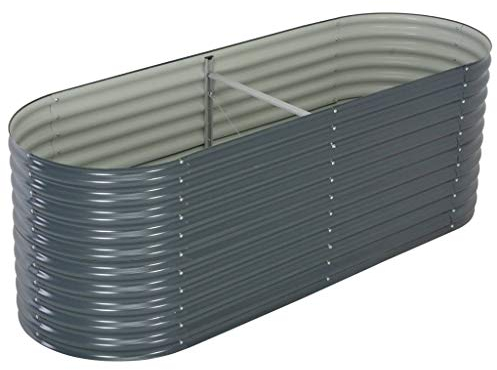 Festnight Hochbeet Metall 240x80x81 cm Grau Hochbeete für Garten Pflanzkübel Verzinkt Stahl Balkon Terrasse Pflanzkasten Blumenkasten Draußen Blumenbeet Gemüsebeet Kräuterbeet