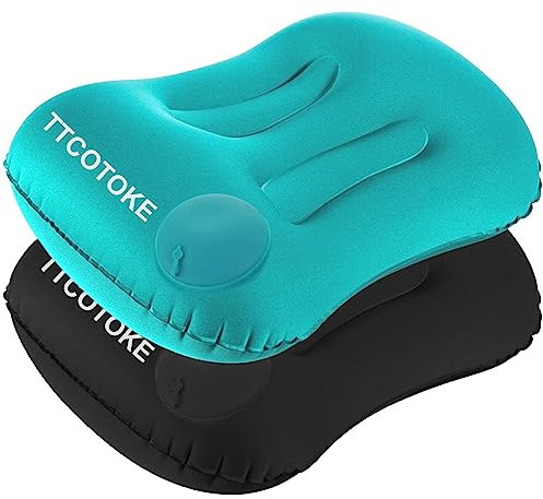 Cuscino Gonfiabile da Campeggio, 2 PCS Cuscino Gonfiabile Ultra Leggero Supporto Lombare e per Collo, Compatto Ergonomico Cuscino da Viaggio Ultraleggero, Ideale per Campeggio, Viaggio, Spiaggia