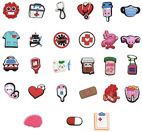 Pines para Zapatos de Crocs, 27 Piezas Accesorio de Zapato, Decoración de Dibujos Animados, Para Médicos Enfermeras Niños, Jibbitz