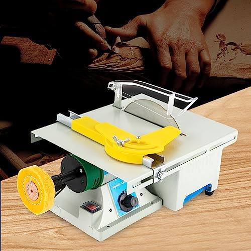 Sega circolare da tavolo, 750 W, portatile, di precisione, mini sega circolare da tavolo, per fai da te, per legno, metallo/plastica, incl. spazzole di carbone, chiavi Chuck e manico