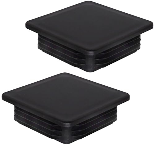 SKIR'CO (2 Stück) Vierkantrohrkappen Kunststoff 90x90 mm, Endkappen für Gummirohr, Vierkantrohrstopfen, Zaunpfostenkappen schwarz RAL 9005