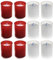 AROMATIS - Lot de 6 Bougies Rouges + 6 Bougies Blanches 6,5 x 4,7(Ø) cm (2,56 x 1,85) - Voile Votive - Bougie Liturgique Souhaits - Durée 24 Heures - Paraffine Végétale
