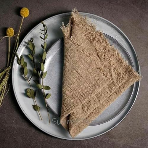 12PCS Servietten Baumwolle Gaze 41cm Serviette Musselin Geschirrtücher Abendessen Retro Gaze Hochzeit Party Rustikale Tisch Dekoration