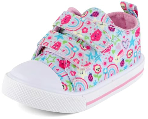 Cheerful Mario 1-5 Año Bebe Niña Zapatos de Lona Zapatillas Casual Deporttivas Patrones Lindos Suaves y Transpirables Flores Azul Claro 28 EU