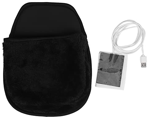 USB-beheiztes Computer-Mauspad, Handwärmer, Geräumiges Wärmendes Schreibtischzubehör, Winter-Plüsch-Mauspad, Abnehmbarer Desktop für Damen und Herren, Büro, Zuhause, (Black)