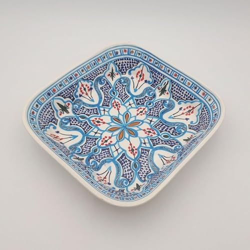 Plat carré Marocain Turquoise - L 28 cm