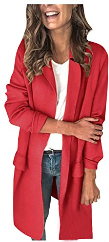TDEOK Long Blazer Für Damen Lässig - Lange Blazer Damen Elegant - Business Große Größen Longblazer Sommer Trachtenblazer Modern Blazer Jacke Sweat Blazer Baumwolle Long Blazer Sportlich Sweatblazer
