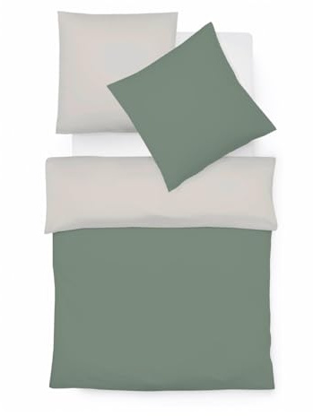 liebling Halbleinen Bettwäsche 155 x 200 + 1 x 80 x 80 cm, Farbe Salbei-leinen, Bettbezug aus 50% Leinen & 50% Baumwolle, kühlend & atmungsaktiv, waschbar 60 Grad, Ökotex 100