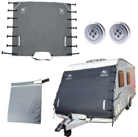 Copertura protettiva per rimorchio anteriore per roulotte, 210 cm x 175 cm, resistente alle intemperie, impermeabile, traspirante, protezione da sole/calore/gelo/ghiaccio/neve