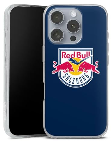 Silikon Hülle kompatibel mit Apple iPhone 16 Pro Case transparent Handyhülle EC Red Bull Salzburg Offizielles Lizenzprodukt Eishockey