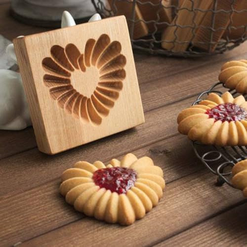 Keksformen aus Holz, 4D Kuchen Prägewerkzeuge, Keksstempel, Utterformen Holz, DIY Brotstempel, Backzubehör für Teig, Ton, Gebäck, Muffin, Kinder(mit Liebe)