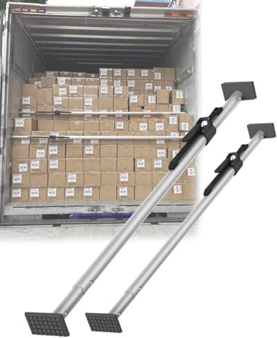 Montagestütze 2er-Pack Ladeflächenträger mit Eingebauter Stoßdämpferfeder, Silberner Stabilisatorstab mit Ratschenfunktion, Tragkraft 400 Kg, Trennschiene Zur Ladungssicherung für Transporter(1.52-1.9