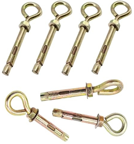 M6 Expansion Anchor Bolts In 4pcs,80MM Eye Shield Bolts Expansion Screw Bolts for Concrete Wall Fixings,Heavy Duty Sleeve Anchors Ring Lifting Eyebolts with Closed Hooks