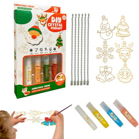 Flkiglm Kristallfarben-Kunst- und Bastelset, Kristallkunst Weihnachten | Kreatives Malzubehör,Fensterkunst für Kinder, Kunst- und Bastelsets für Winterwände für Kinder ab 3 Jahren und Erwachsene