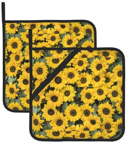 YHBLYKXP Set di 2 presine con stampa di girasoli, presina resistente al calore, per barbecue e cottura