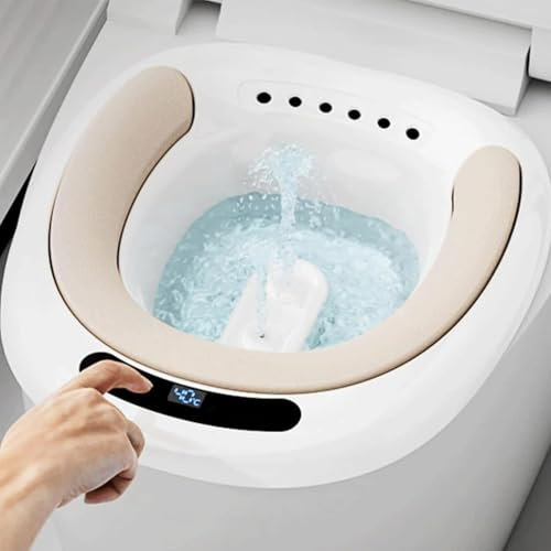 Bidet elettrico portatile, bidet per sedile del water con display della temperatura, doppio scarico, 3 modalità, vasca per bagni di semicupio per sedile del water, vasca per bagno di semicupio per uom