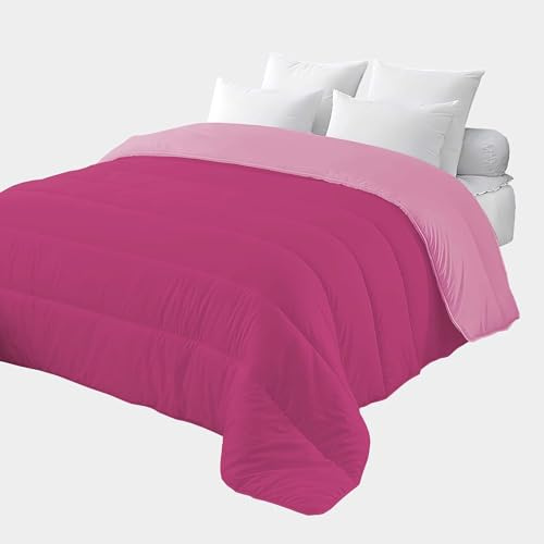 Corredocasa Trapunta 4 Stagioni Made in Italy Piumone Imbottitura 350gr/mq Coperta in Morbida Microfibra di Poliestere Casa (Rosa/Fucsia, Singolo 160x260 cm)