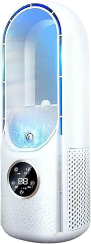 Werwing Ventilador de refrigeración silencioso sin aspas con humidificador, niebla alimentada por USB y 6 velocidades, luces LED de 7 colores para el hogar/oficina (blanco)