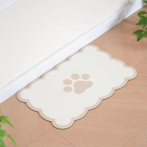Kaseremy Napfunterlage Katzen, Hundefutter Matte rutschfest, Saugfähig Schnelltrocknend Katzenfutter-Matte, Futtermatten für Haustiere (Beige, 40 x 60 cm)