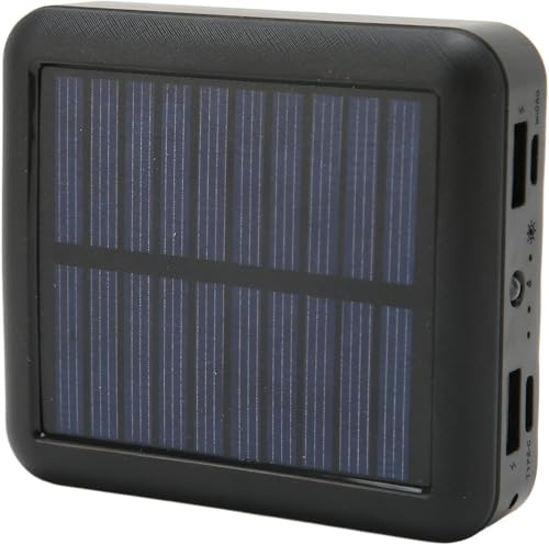 Power Bank, Caricabatterie Solare, 20000 mAh, 4 Porte USB, Impermeabile, Portatile, Solare, Doppia Uscita, Batteria ad Alta Capacità, per Tutti i Cellulari e Dispositivi Elettronici, Nero