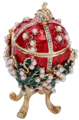 Healvian Pearl Egg Shaped Jewelry Box Elegant Ring Earring Organizer Decorative Storage Case for Home Dressing Table Stylish Egg Design for Efficient Jewelry Storage