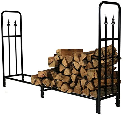 Scaffale per legna da ardere extra lungo 182 cm, porta legna da esterni, per patio, camino, braciere, regolabile, facile da montare