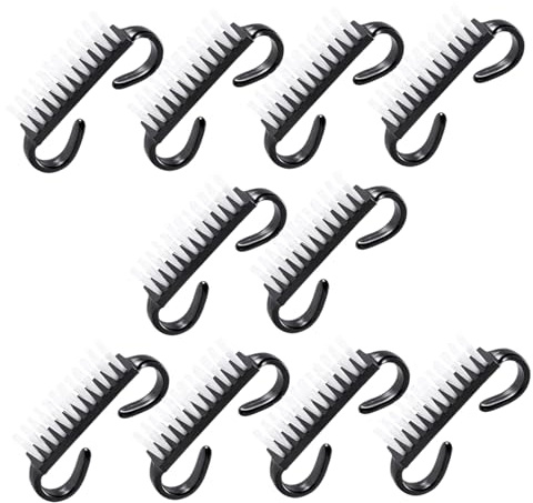 DEARMAMY Brosse à Ongles Plastique 10 Pièces Petit Format Nettoyage Manucure Pédicure Domicile Noir Outils Manucure Solide Compacte Légère