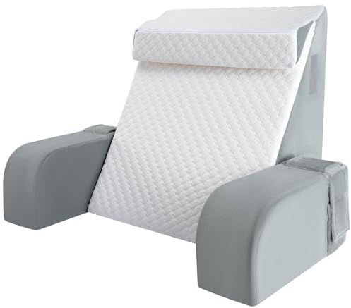 Babenest Groß Lesekissen mit Handlauf Hochdichteschaum, Ergonomisches Rückenkissen Armlehnen, Nackenrolle & Kopfteil, Reflux Sitzkissen zum Schlafen, Spielen, Fernsehen für Bett & Sofa