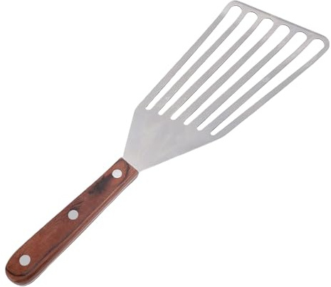 Yechiry Fischspatel aus Edelstahl, Barbecue -Turner aus Holz, Multifunktionale Kochwerkzeuge, Modernes Design, Einfach zu Reinigen, Geeignet für Verschiedene Küchenstile Geeignet (L)
