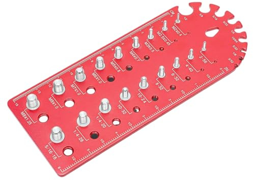 Vérificateur de filetage - jauge de taille de boulon, identifiant de filetage d'écrou | Plaques clairement étiquetées avec des extrémités mâles et femelles, outil de mesure compact conçu pour vérifier