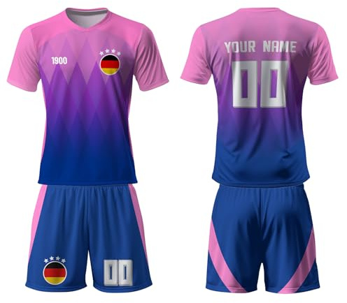 Personalisierte Fußball trikot-Set – 2025 Deutschland rikot Geschenk für Kinder, Herren & Damen – Mit Namen, Nummer & Wunschmotiv – Deutschland Fantrikot‑Set aus 100 % Polyester – atmungsaktiv