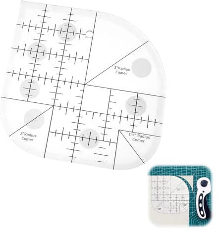 YAPKOLV Regla de Corte de Esquina Curvada, Regla acrílica de Costura, Plantilla de Patchwork y Quilting, Regla de retales, Reglas de Patronaje