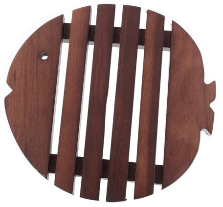 MUELODSIC Dessous De Plat en Bois Foncé Noyer, Napperon Résistant à La Chaleur, Tapis Anti-Glisse Cuisine Et Table, Adapté pour Casseroles Chaudes, Décoration Originale De Poisson