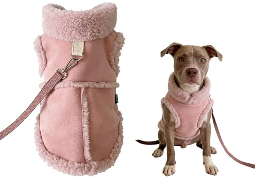 Hundepullover Pullover Cane,Gefüttert Hundejacke Winter Mantel Ultra Dicke Plüsch Cane Pullover Maglioni Per Piccoli Cani,Hundemantel Inverno Per Piccoli Mezzi Cani Chihuahua,Bulldog-Xl (Rosa)