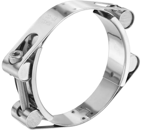 sourcing map T-Bolt Hose Clamp 90-100mm (3.5-3.9) 304 Stainless Steel Double Head Adjustable Intake Radiator Tube Clamps for Automotive Plumbing Industrial Intercooler Pipe