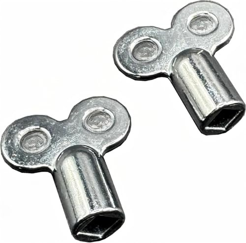 Elenviorina 2PCS Radiator Bleed Key - 5mm Internal Square Zinc Alloy Radiator Key - Metal Clock Key for Radiator Valve Air Vent Bleeding - Heating System Tool Silver