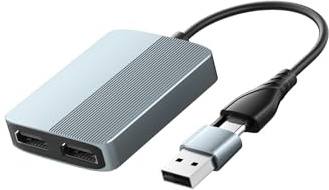 YUNGLOO Adaptador USB C/USB a doble HDTV para 2 monitores 1080P, adaptador de doble monitor, divisor de pantalla extendida para laptop, escritorio, USB a doble HDTV, adaptador extensor