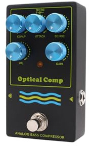 Walmeck Baskompressorpedal Optisk Kompressor True Bypass Analog Krets med 5 Knoppar Dynamisk Kontroll och SENSE Knopp för Basgitarr